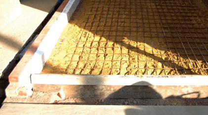 Concrete floor with steel re-enforceing
